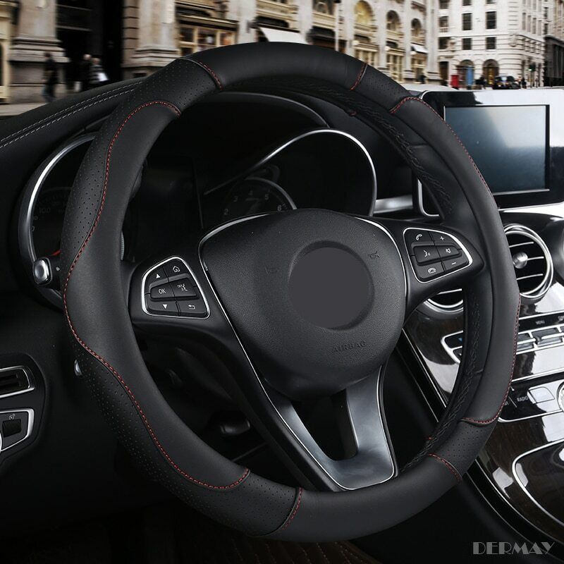 Universal Black Steering Wheel Cover fits Most Cars Diameter of 14.5-15'' Breathable