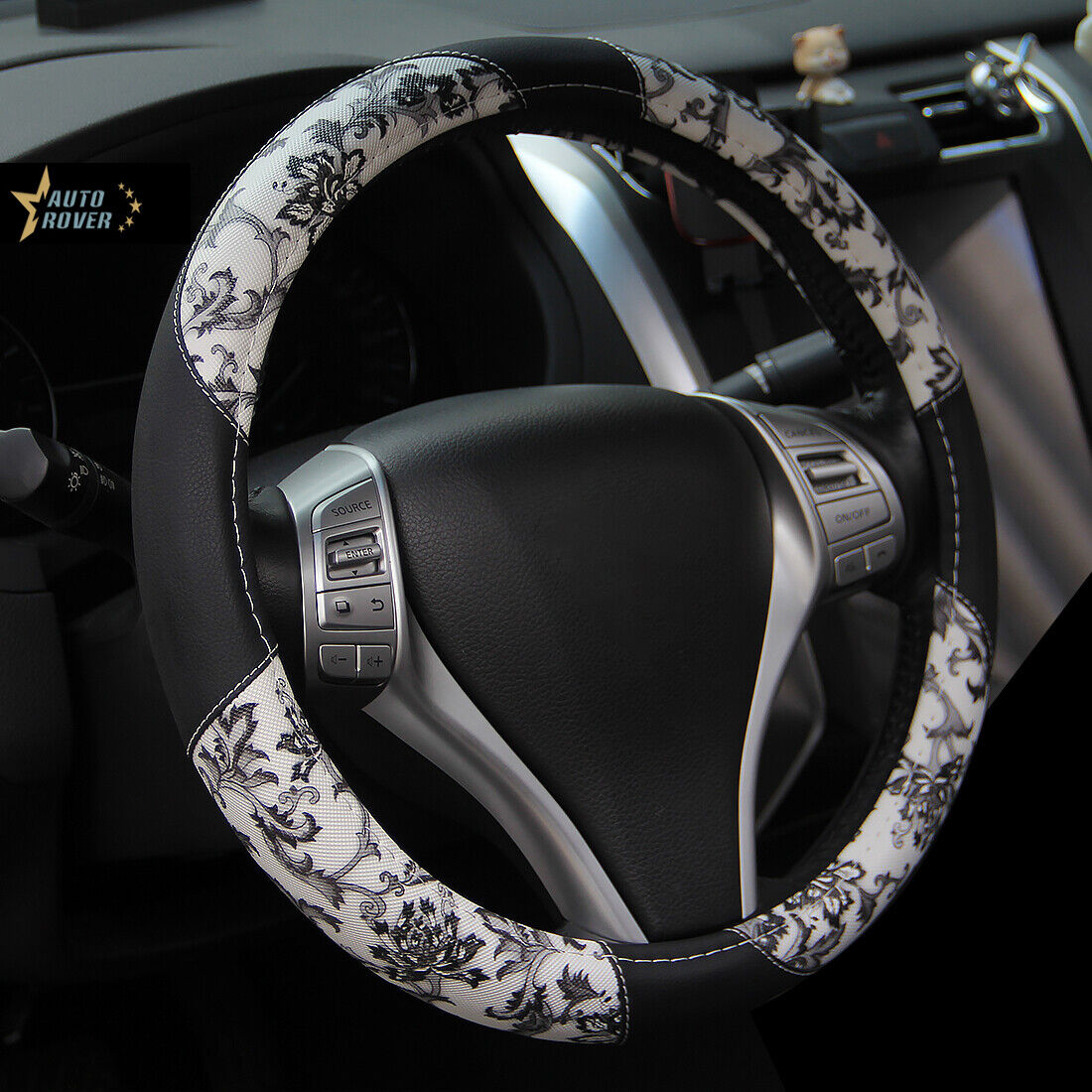 Universal Black Steering Wheel Cover fits Most Cars Diameter of 14.5-15'' Breathable