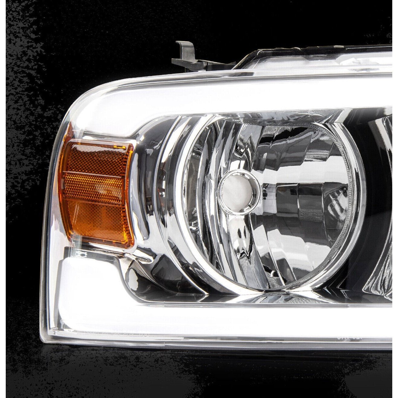 2004-2008 Ford F150 LED Tube Projector Headlight Clear Lens Chrome